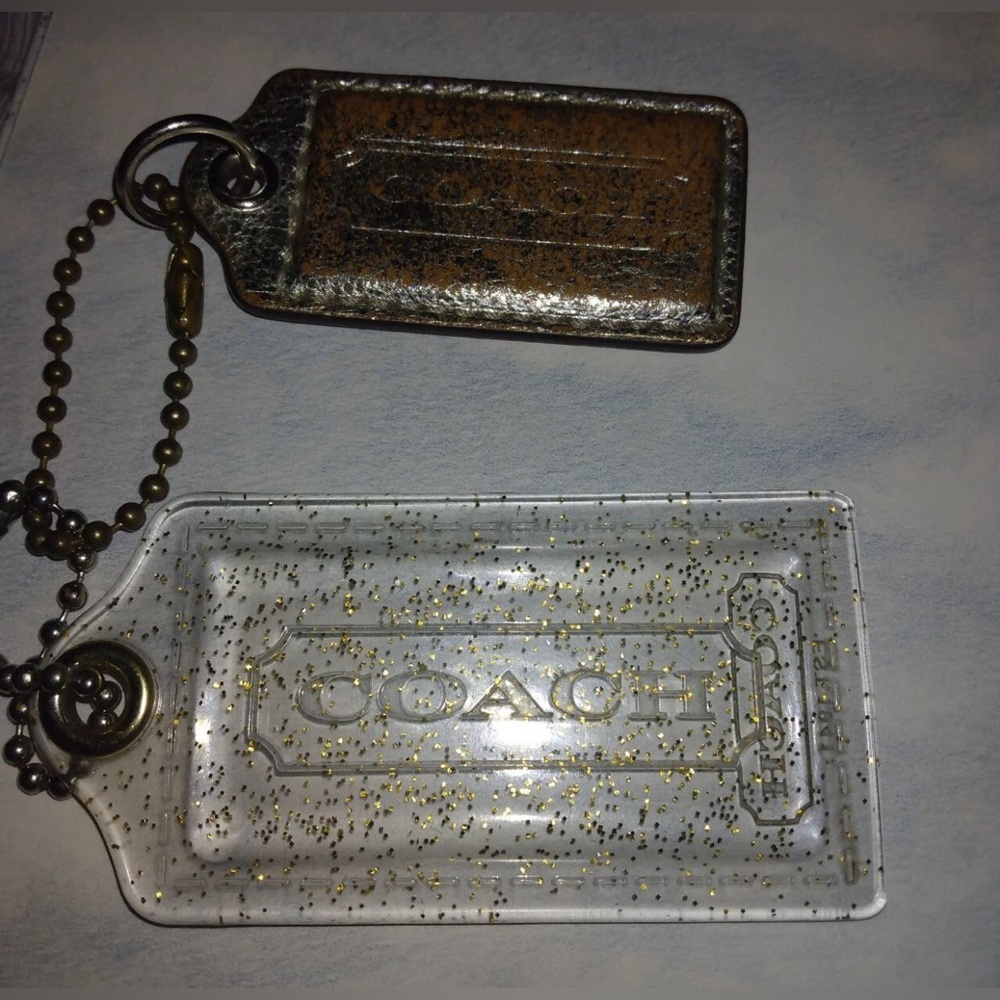 2 Authentic Gold & Glitter Coach Keychain/Hangtag NWOT